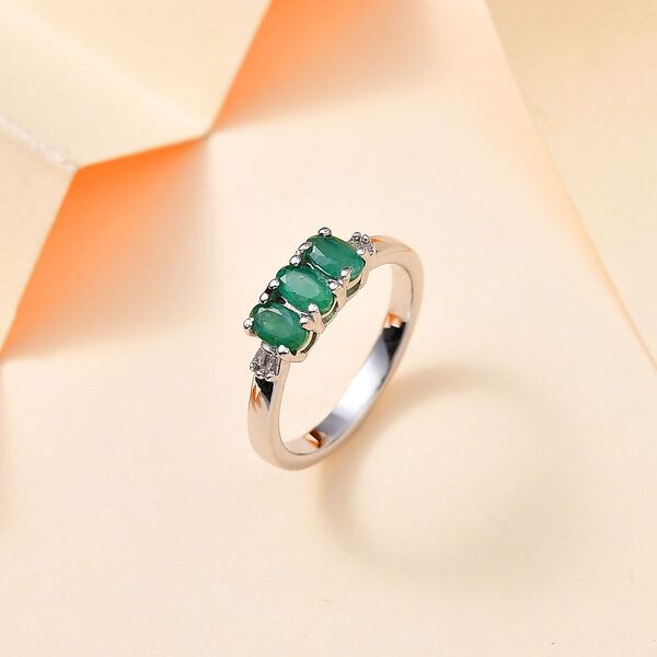 AA Kagem sambischer Smaragd und Diamant Ring - 0,70 ct. image number 2