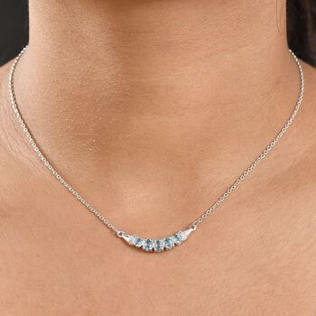 D'Joy AA Blauer Zirkon Halskette ca. 45 cm 925 Silber rhodiniert ca. 1.69 ct