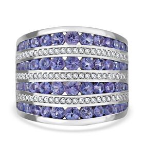 AA Tansanit und Zirkon Ring - 3,06 ct.