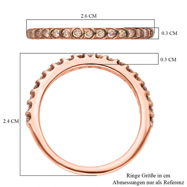 Nat&uuml;rlicher Champagner Diamant Ring, 925 Silber Ros&eacute;gold Vermeil (Gr&ouml;&szlig;e 20.00) ca. 0.25 ct image number 6