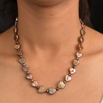 Champagne Perlen Halskette ca. 45 cm 925 Silber rhodiniert