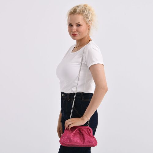 Clutch mit Metallschulterriemen, 24x11x13cm, Rosa image number 1