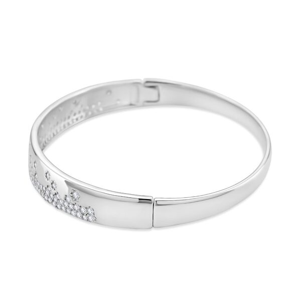 Weißer Zirkonia Armreif ca. 19 cm Nickelfreies Messing, Silberfarben image number 5