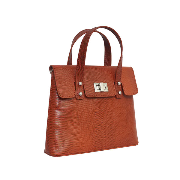 Assots London BENTLEY Designer-Tasche aus echtem Leder mit abnehmbarem Schulterriemen, Schlangenhautmuster, Größe 25x5x18 cm, Braun image number 5