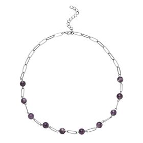 Afrikanische Amethyst-Halskette in Silberton, 33,00 ct.