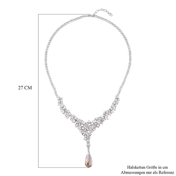 Wei&szlig;e und Champagner Kristall-Halskette, 50 cm - 25 ct. image number 3