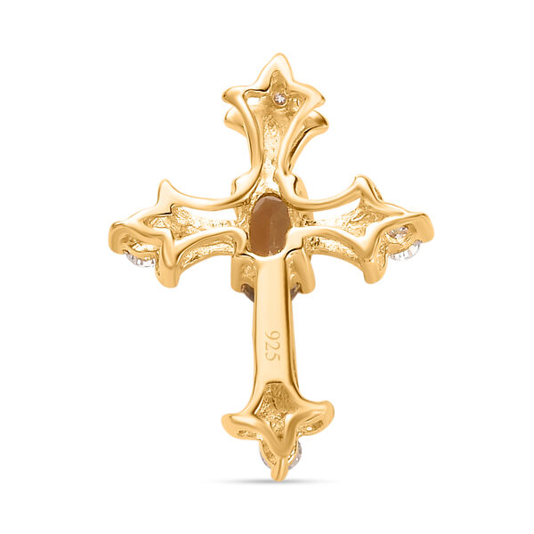 AA Natürlicher goldener Tansanit und Moissanit-Kreuz-Anhänger - 0.35 ct. image number 5