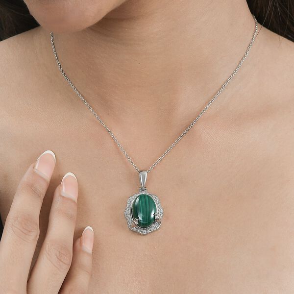 Malachit Anh&auml;nger  Edelstahl ca. 20.65 ct image number 3