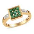 Kagem sambischer Smaragd und Zirkon-Ring, 925 Silber Gelbgold Vermeil (Größe 20.00) ca. 0,48 ct image number 3