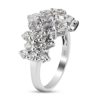 LUSTRO STELLA Hergestellt mit ZIRKONIA Cluster Ring 925 Silber Platin-&Uuml;berzug (Gr&ouml;&szlig;e 16.00) ca. 4,54 ct