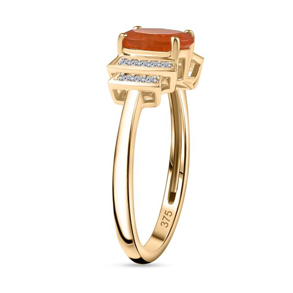 LUXURIANT AAA Feueropal und SI-GH Labor Diamant Ring in 375 Gold - 0,96 ct. image number 5