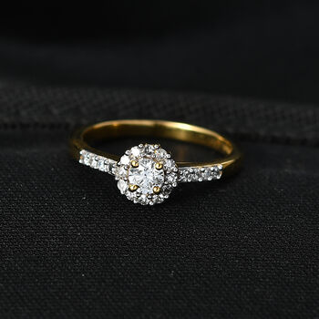 LUXURIANT SI-GH Labor Diamant Ring, 925 Silber 750 Gelbgold Vermeil - 0,50 ct.