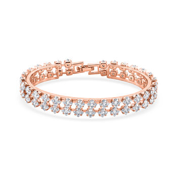 Designer inspiriert - Wei&szlig;er Zirkonia Armband ca. 19 cm Nickelfreies Messing, Ros&eacute;farben