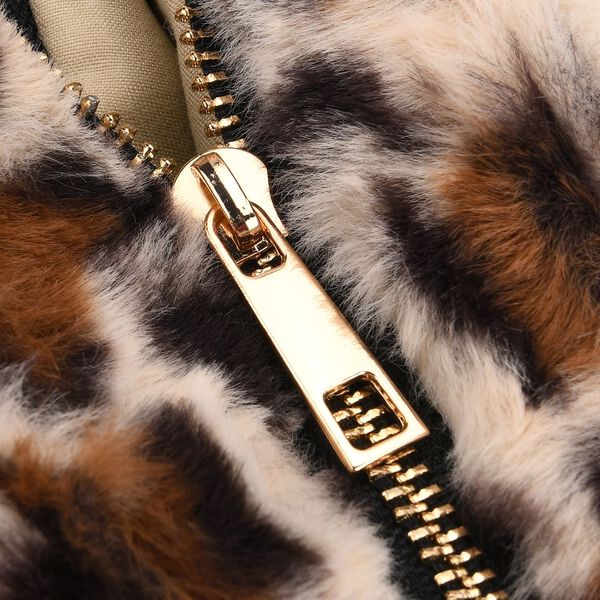 Leopardenmuster-Fellimitat-Tasche, 46x11x35 cm, Braun-Beige image number 7