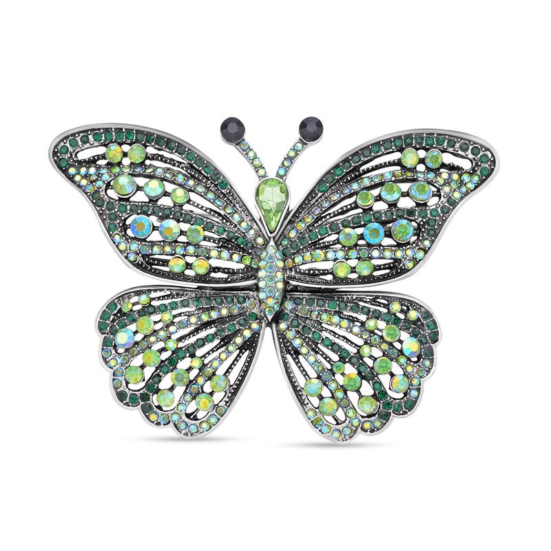 Grüne Kristall-Schmetterlings-Brosche image number 0