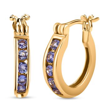 Tansanit-Creolen, 925 Silber vergoldet, ca. 0.74 ct