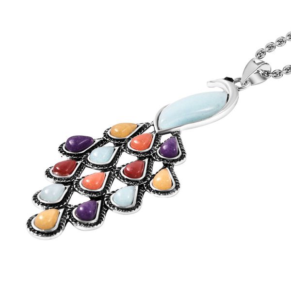 Multi Quarzit und schwarzer Kristall-Anhänger mit 72cm Kette - 35 ct. image number 4