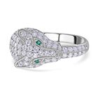 LUSTRO STELLA - Grüner Zirkonia, Weißer Zirkonia Ring, 925 Silber rhodiniert, (Größe 19.00), ca. 3.26 ct
