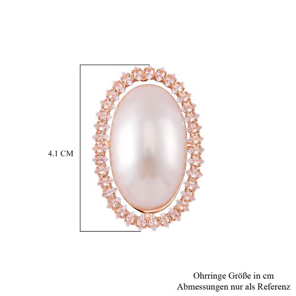Edle Perlen-Ohrringe mit weißen Kristallakzenten, rosefarben image number 5