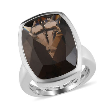 Rauchquarz-Ring, 925 Silber platiniert  ca. 13,18 ct