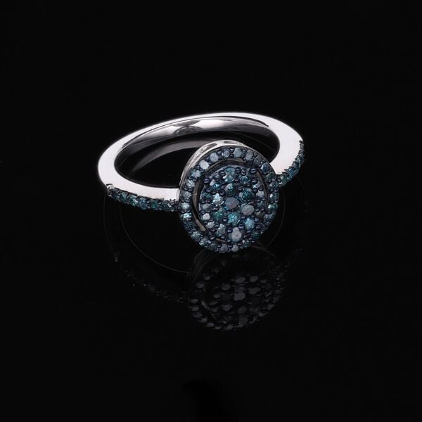 Blauer Diamant Ring, 925 Silber platiniert (Größe 17.00) ca. 0.50 ct image number 1