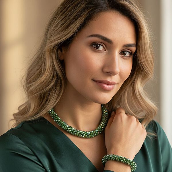 Gr&uuml;nes Kristall Schmuckset image number 3