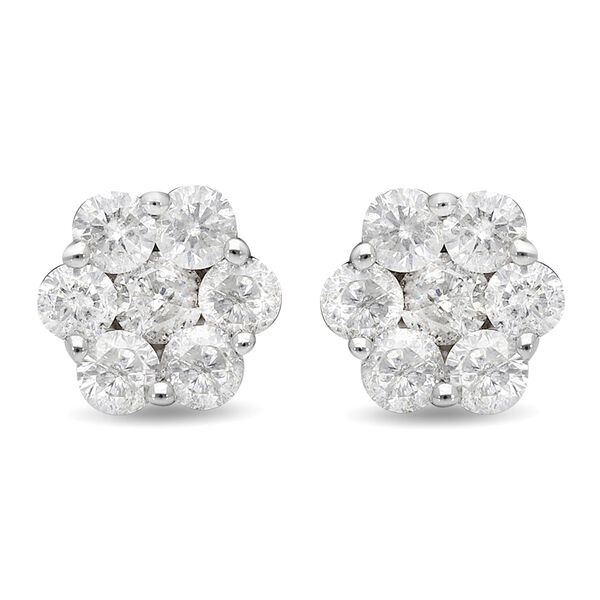 Diamant zertifiziert I2-I3/G-H Pressure Set Ohrstecker 375 Weißgold 1,00 ct image number 2