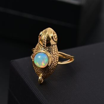 GP Trionfo Kollektion - AA Nat&uuml;rlicher, &auml;thiopischer Welo Opal und Kanchanaburi blauer Saphir-Ring - 0,92 ct.