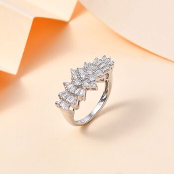 Moissanit Ballerina Ring, 925 Silber rhodiniert - 1,11 ct.