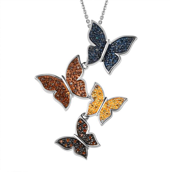 GP Italian Garden Kollektion - Mehrfarbiger Diamant und Kanchanburi blauer Saphir-Anh&auml;nger mit 50cm Kette - 0,50 ct.