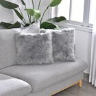 Luxury Edition: 2er Set Wolkenweicher Kunstfell Kissenbezüge mit Wildleder Rückseite, 45x45 cm, silber