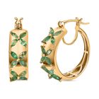 Kagem Sambischer Smaragd Ohrringe 925 Silber Gelbgold Vermeil ca. 2,64 ct.