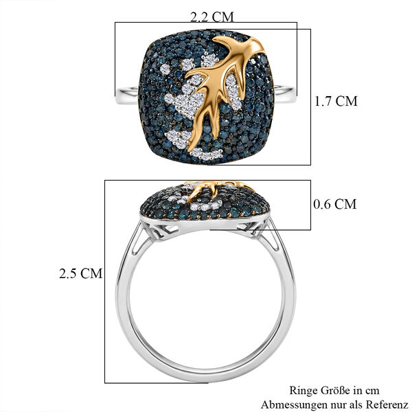 D'Joy blauer und wei&szlig;er Diamant zweifarbiger Ring und Anh&auml;nger mit 50cm Kette image number 13