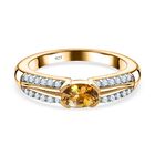 AA Natürlicher goldener Tansanit, Weißer Zirkon Ring, 925 Silber Gelbgold Vermeil (Größe 19.00) ca. 0.79 ct