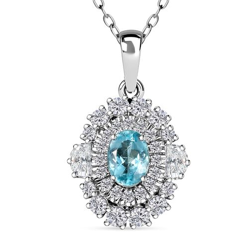 RHAPSODY zertifiziert und geprüft AAAA Paraiba Turmalin und VS-EF Diamant Anhänger mit 45cm Kette in 950 Platin - 2,27 ct. image number 0