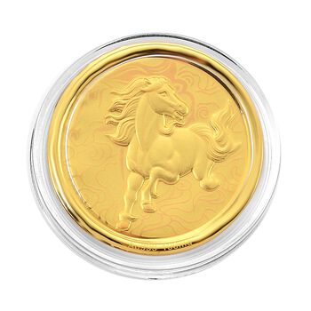 999er Goldm&uuml;nzefolie mit Pferdemotiv und Regenbogen-Designlinie, 100mg