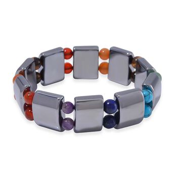 Terahertz, 7 Chakra Mehrfarbiges Edelsteine Armband, flexibel, ca. 22.00 ct