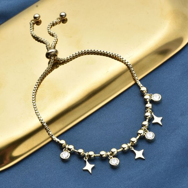 Weißer Zirkonia Bolo Armband ca. 15.25 cm Gold tone ca. 0,20 ct image number 2