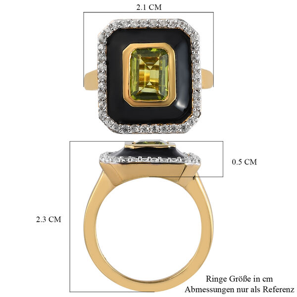 Nat&uuml;rlicher Peridot und Zirkon-Ring, 925 Silber vergoldet  ca. 1,68 ct image number 7