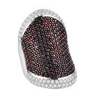 Roter Granat, Weißer Zirkon Ring, 925 Silber Zweifarbig (Größe 18.00) ca. 5.00 ct image number 0
