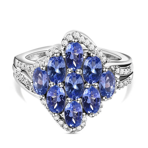 Tansanit und Zirkon Cluster Ring - 2,50 ct. image number 0