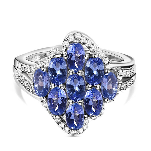 Tansanit und Zirkon Cluster Ring - 2,50 ct. image number 0