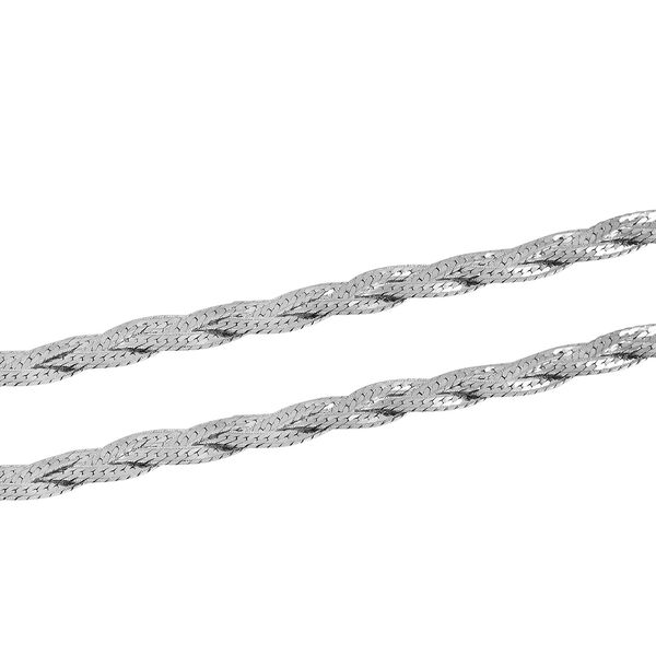 Geflochtene Fischgr&auml;tenkette 45 cm in rhodiniertem 925 Silber image number 2