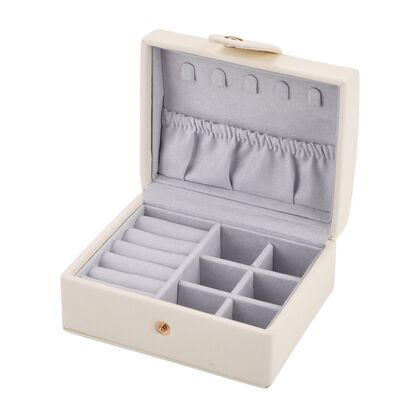 Schmuckk&auml;stchen, Reiseetui, 12x9,5x6,5 cm, Creme