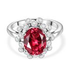 D'Joy Lab Created Padparadscha-Saphir, Weißer Zirkon Ring 925 Silber rhodiniert (Größe 17.00) ca. 4,02 ct