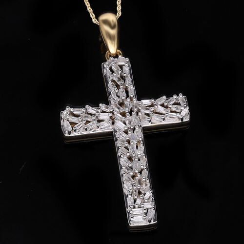 LUXURIANT DIAMOND- SI-GH Labor Diamant Kreuz Anhänger mit 50cm Kette, 925 Silber 750 Gelbgold Vermeil - 0,33 ct. image number 2