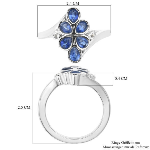 Kyanit und Zirkon Bypass Ring 925 Silber rhodiniert  ca. 1,15 ct image number 5