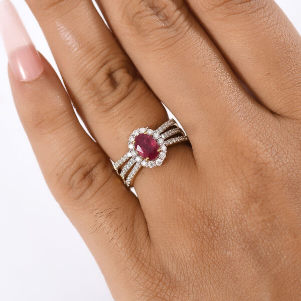D'Joy Afrikanischer Rubin und Moissanit zweifarbiger Ring - 1,80 ct. image number 3