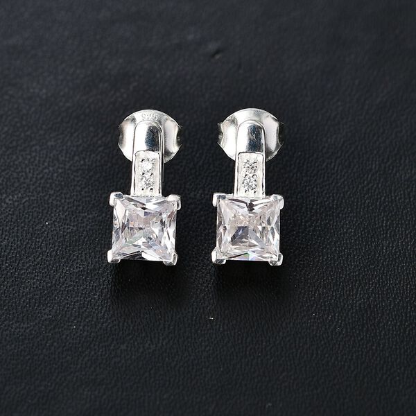 LUSTRO STELLA weiße Zirkonia Ohrringe image number 2