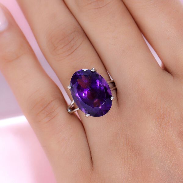 Afrikanischer Amethyst Solitär-Ring image number 3